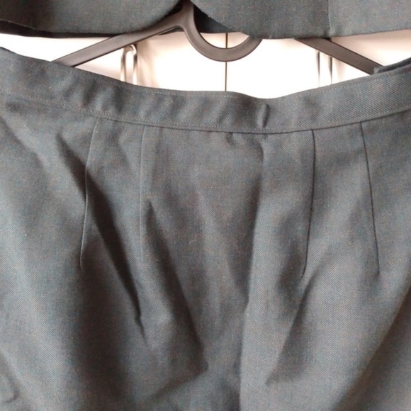 Vintage 50s 60s Suit MCM Jacket Skirt Tailored Dark Green Split Collar 35B 28W - Picture 12 of 13